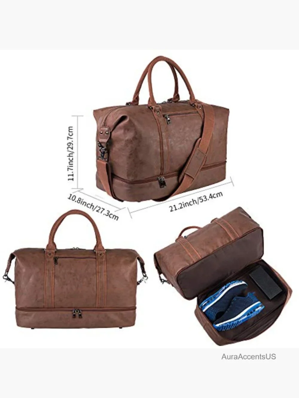 Weekender Overnight Carry On Travel Bag with Shoe Pouch 52L
